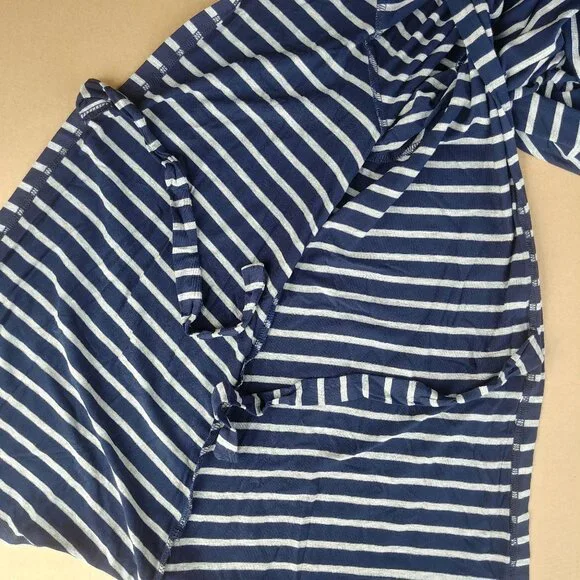 Weekend Suzanne Betro navy blue stripes open bow sleeve stretchy top blo… - Picture 7 of 14